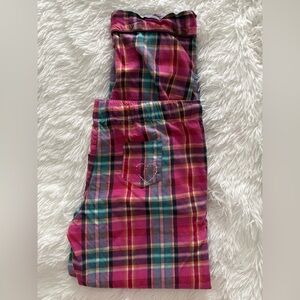 Cutest Pink Plaid Flannel Pants with Embellished Pocket and satin tie